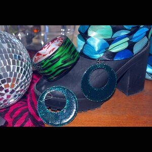 80s Punk Green Tiger Print Lucite Bangle